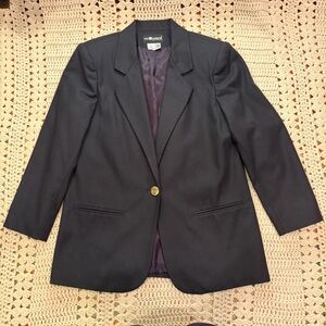 Sag Harbor Petite Navy Blue 100% Wool Blazer Size 10 Petite